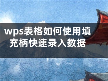 wps表格如何使用填充柄快速錄入數(shù)據(jù) 