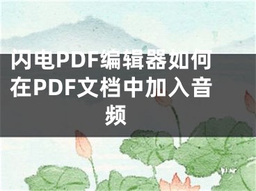 閃電PDF編輯器如何在PDF文檔中加入音頻 