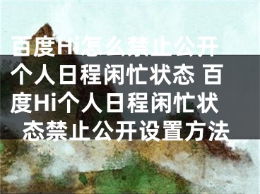 百度Hi怎么禁止公開個(gè)人日程閑忙狀態(tài) 百度Hi個(gè)人日程閑忙狀態(tài)禁止公開設(shè)置方法