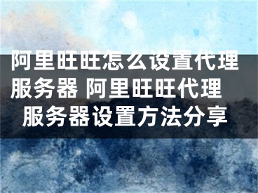 阿里旺旺怎么設(shè)置代理服務(wù)器 阿里旺旺代理服務(wù)器設(shè)置方法分享