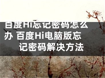 百度Hi忘記密碼怎么辦 百度Hi電腦版忘記密碼解決方法