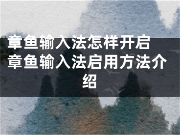 章魚輸入法怎樣開啟 章魚輸入法啟用方法介紹