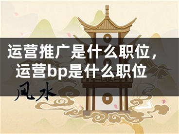 運營推廣是什么職位，運營bp是什么職位