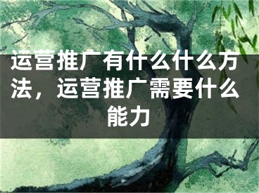 運(yùn)營(yíng)推廣有什么什么方法，運(yùn)營(yíng)推廣需要什么能力