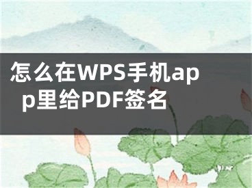 怎么在WPS手機(jī)app里給PDF簽名 