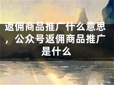 返傭商品推廣什么意思，公眾號(hào)返傭商品推廣是什么