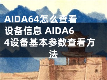 AIDA64怎么查看設(shè)備信息 AIDA64設(shè)備基本參數(shù)查看方法