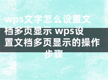 wps文字怎么設(shè)置文檔多頁顯示 wps設(shè)置文檔多頁顯示的操作步驟