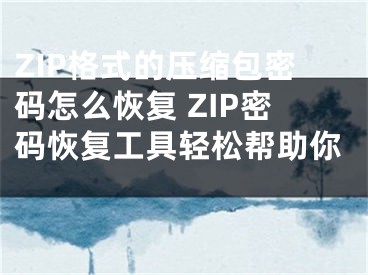 ZIP格式的壓縮包密碼怎么恢復(fù) ZIP密碼恢復(fù)工具輕松幫助你 