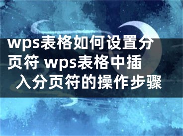 wps表格如何設置分頁符 wps表格中插入分頁符的操作步驟