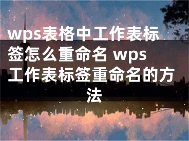 wps表格中工作表標簽怎么重命名 wps工作表標簽重命名的方法