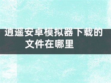 逍遙安卓模擬器下載的文件在哪里 