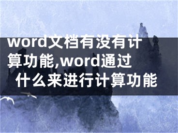 word文檔有沒有計算功能,word通過什么來進(jìn)行計算功能