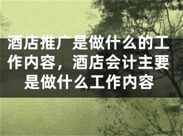 酒店推廣是做什么的工作內(nèi)容，酒店會計主要是做什么工作內(nèi)容