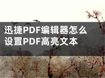 迅捷PDF編輯器怎么設(shè)置PDF高亮文本 