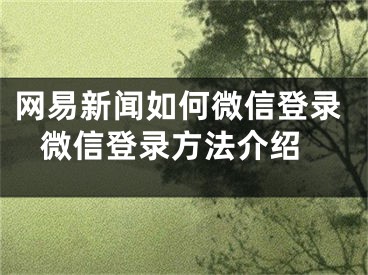 網(wǎng)易新聞如何微信登錄 微信登錄方法介紹