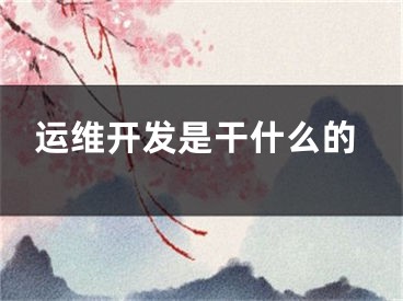 運維開發(fā)是干什么的