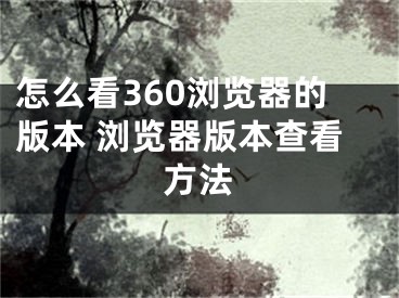 怎么看360瀏覽器的版本 瀏覽器版本查看方法