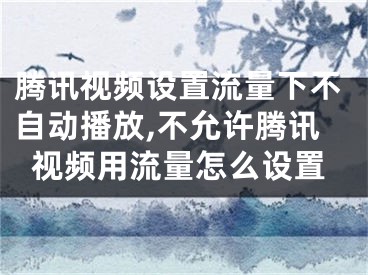 騰訊視頻設(shè)置流量下不自動播放,不允許騰訊視頻用流量怎么設(shè)置