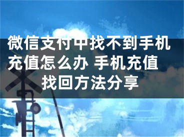 微信支付中找不到手機(jī)充值怎么辦 手機(jī)充值找回方法分享