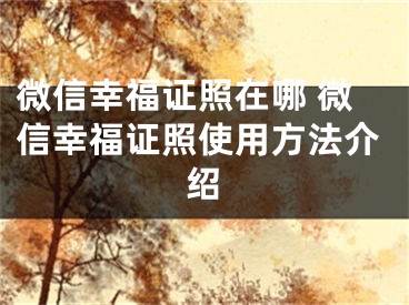 微信幸福證照在哪 微信幸福證照使用方法介紹