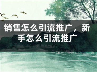 銷售怎么引流推廣，新手怎么引流推廣