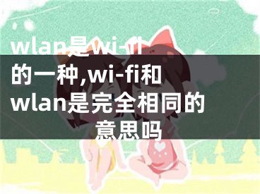 wlan是wi-fi的一種,wi-fi和wlan是完全相同的意思嗎