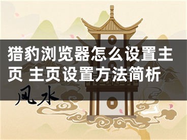 獵豹瀏覽器怎么設(shè)置主頁 主頁設(shè)置方法簡(jiǎn)析