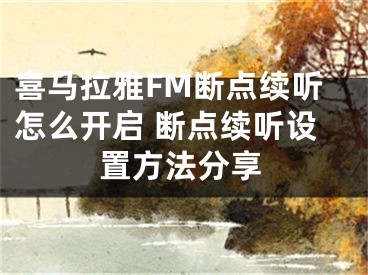 喜馬拉雅FM斷點續(xù)聽怎么開啟 斷點續(xù)聽設(shè)置方法分享