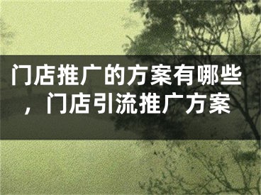 門店推廣的方案有哪些，門店引流推廣方案