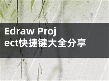 Edraw Project快捷鍵大全分享