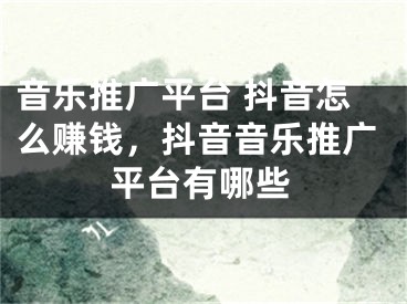 音樂推廣平臺 抖音怎么賺錢，抖音音樂推廣平臺有哪些