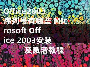 Office2003序列號有哪些 Microsoft Office 2003安裝及激活教程