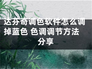 達(dá)芬奇調(diào)色軟件怎么調(diào)掉藍(lán)色 色調(diào)調(diào)節(jié)方法分享