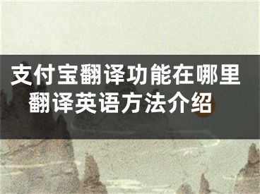 支付寶翻譯功能在哪里 翻譯英語方法介紹