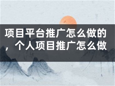 項(xiàng)目平臺(tái)推廣怎么做的，個(gè)人項(xiàng)目推廣怎么做