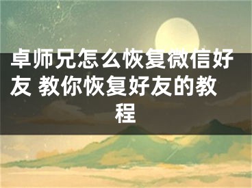 卓師兄怎么恢復(fù)微信好友 教你恢復(fù)好友的教程