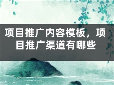 項(xiàng)目推廣內(nèi)容模板，項(xiàng)目推廣渠道有哪些