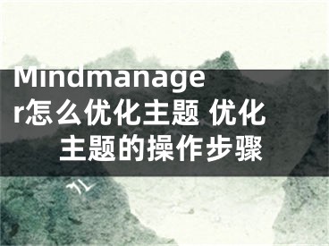 Mindmanager怎么優(yōu)化主題 優(yōu)化主題的操作步驟