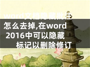 word文檔隱藏批注怎么去掉,在word 2016中可以隱藏標記以刪除修訂