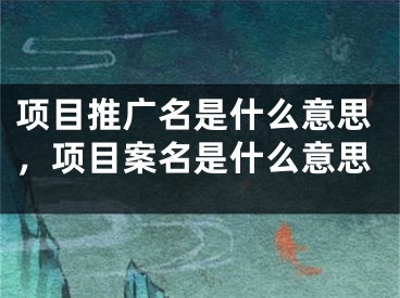 項(xiàng)目推廣名是什么意思，項(xiàng)目案名是什么意思