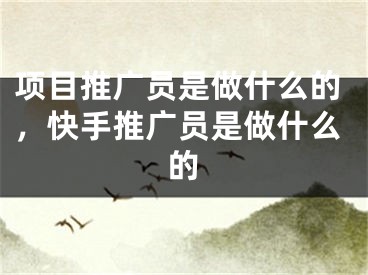 項目推廣員是做什么的，快手推廣員是做什么的