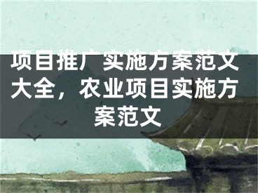 項(xiàng)目推廣實(shí)施方案范文大全，農(nóng)業(yè)項(xiàng)目實(shí)施方案范文