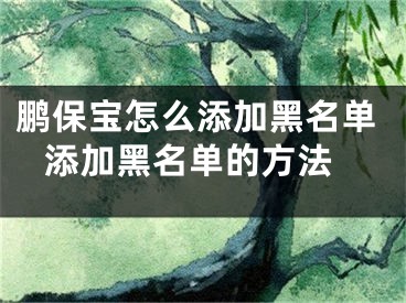 鵬保寶怎么添加黑名單 添加黑名單的方法