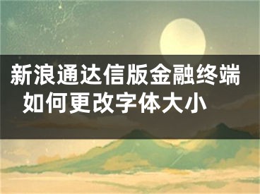 新浪通達(dá)信版金融終端如何更改字體大小 