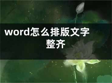 word怎么排版文字整齊