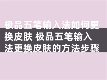 極品五筆輸入法如何更換皮膚 極品五筆輸入法更換皮膚的方法步驟