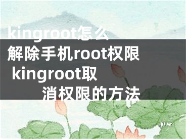 kingroot怎么解除手機(jī)root權(quán)限 kingroot取消權(quán)限的方法