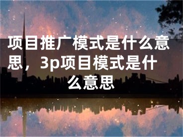 項目推廣模式是什么意思，3p項目模式是什么意思