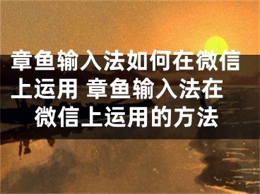 章魚輸入法如何在微信上運(yùn)用 章魚輸入法在微信上運(yùn)用的方法